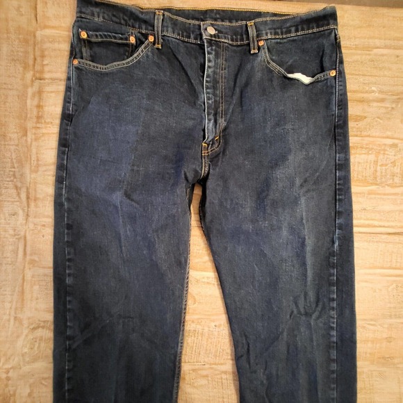 Levis 505 Jeans Mens 40x30 Blue Denim Pants Regular Straight Medium Wash - Picture 2 of 9